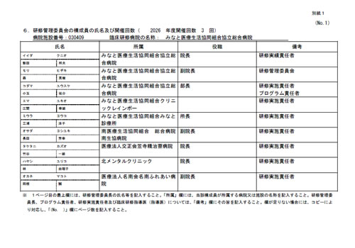 様式A-10 別紙1（研修管理委員会名簿と開催回数）